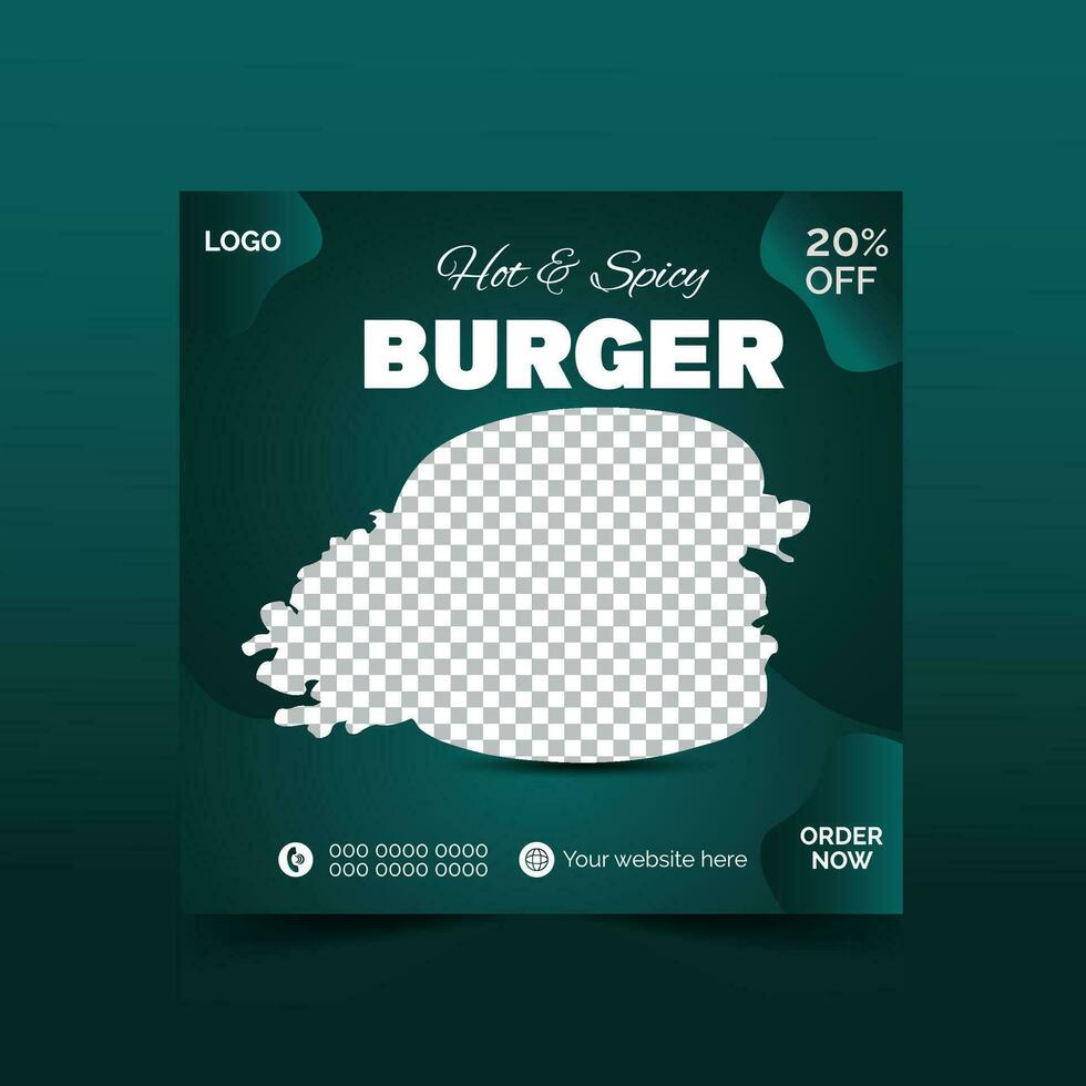 varm och kryddad burger social media baner mall vektor