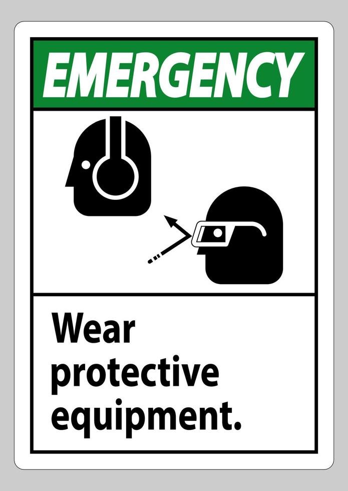 Notfallschild tragen Schutzausrüstung mit Schutzbrille und Brillengrafiken vektor