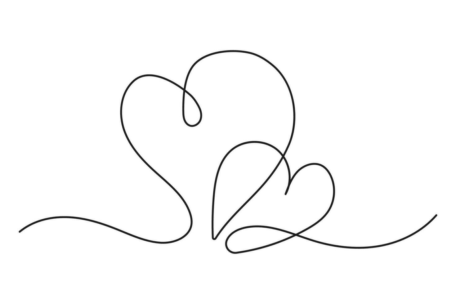 Herz gestalten Single Linie modern minimalistisch Zeichnung, Liebe Symbol isoliert auf Weiß Hintergrund. abstrakt Linie Kunst romantisch Element. Vektor Illustration
