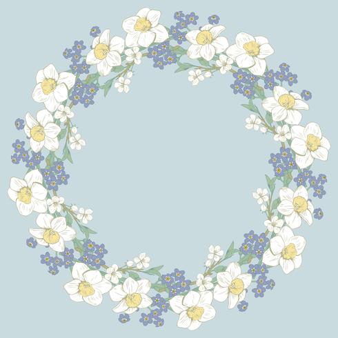 Rundes Blumenmuster auf blauem Hintergrund. Vektor-Illustration vektor