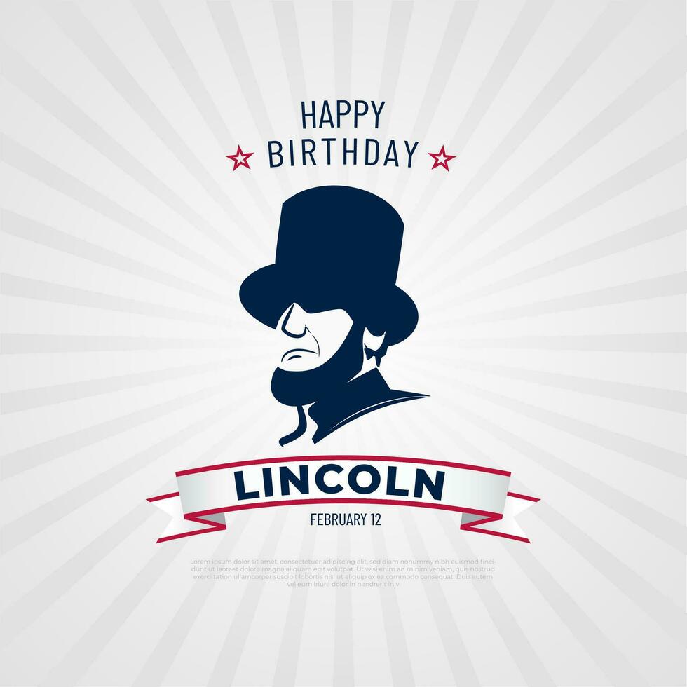Lycklig Lincolns födelsedag februari 12 bakgrund vektor illustration