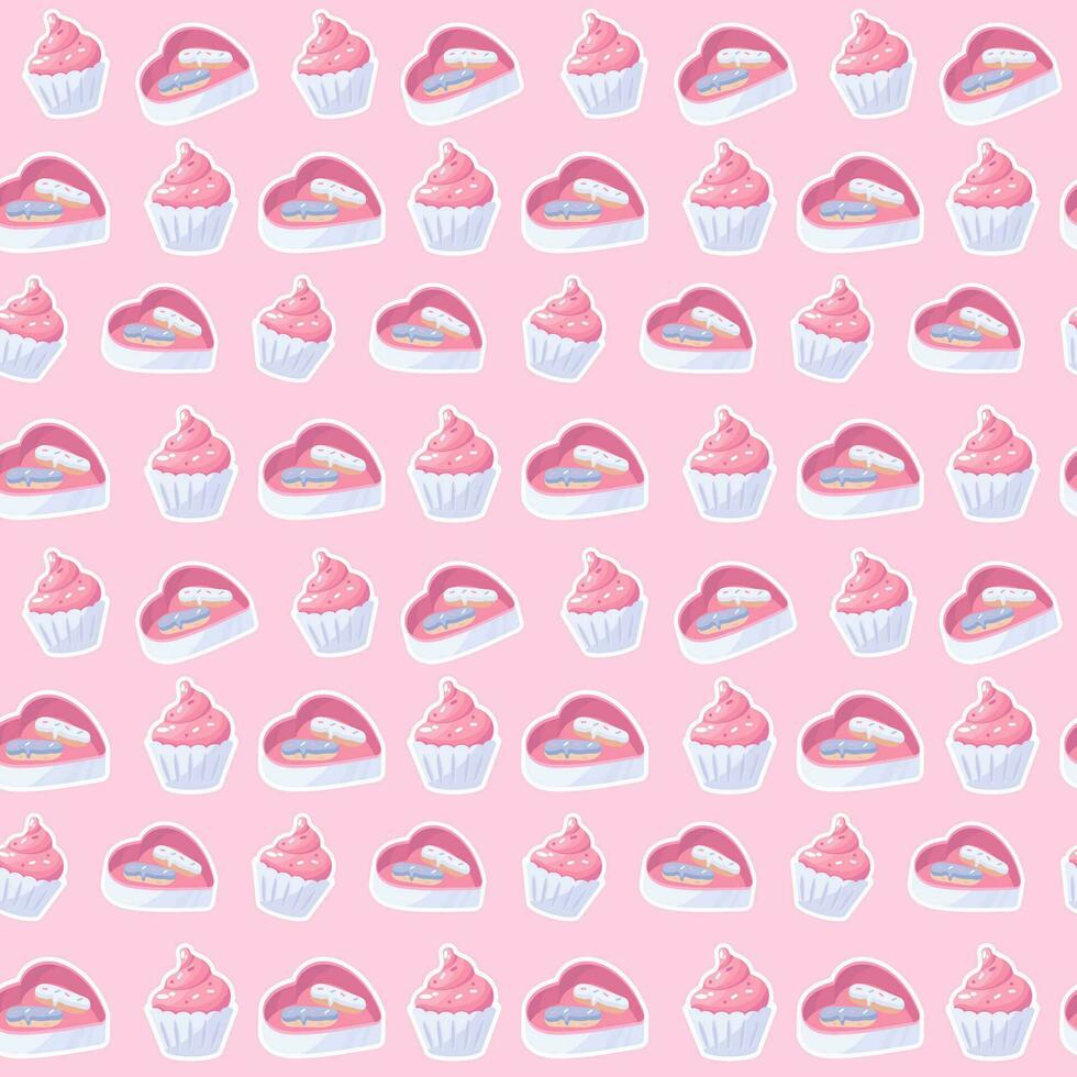 Cupcake nahtlos Muster auf Rosa Hintergrund vektor