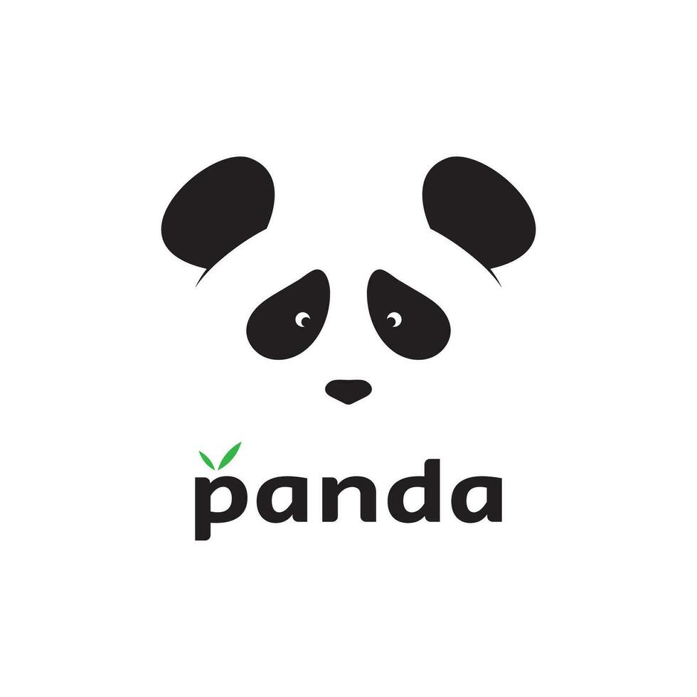 söt panda silhuett logotyp mall vektor