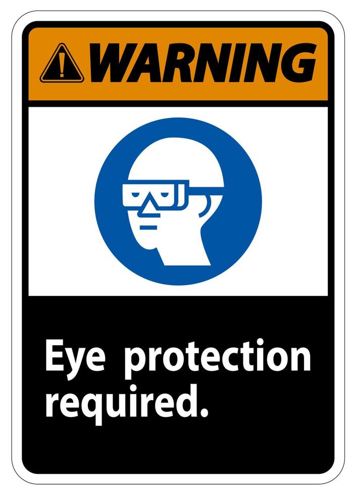 Warnschild Augenschutz erforderlich Symbol isolieren auf weißem Hintergrund vektor