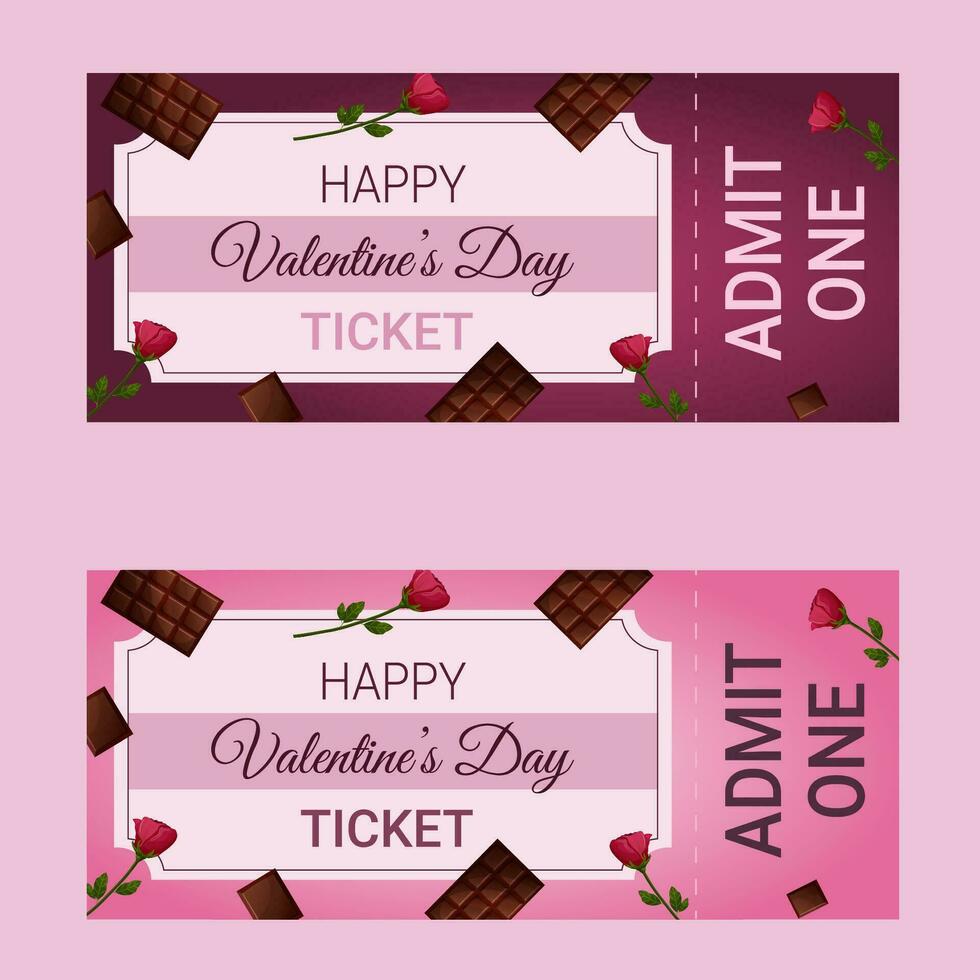 Trend Valentinstag Fahrkarte Vorlage zum speichern, Netz, Verkauf. Vektor Illustration, zum drucken