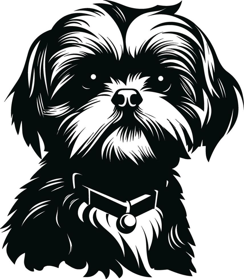 silhuett karaktär shih tzu hund, söt logotyp. vektor