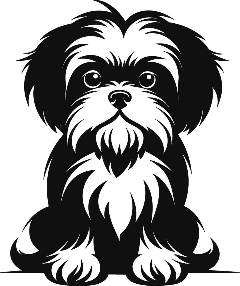 silhuett karaktär shih tzu hund, söt logotyp. vektor