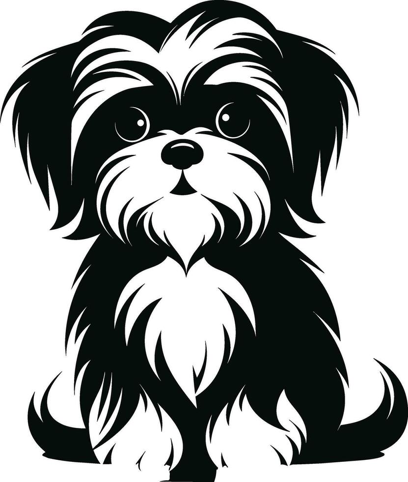 silhuett karaktär shih tzu hund, söt logotyp. vektor