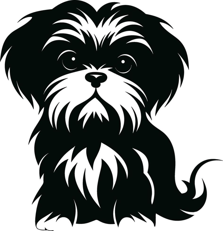 silhuett karaktär shih tzu hund, söt logotyp. vektor