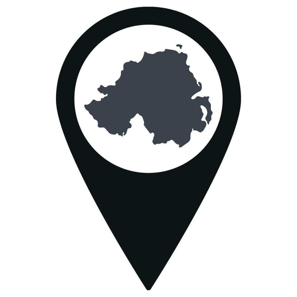 svart pekare eller stift plats med nordlig irland Karta inuti. Karta av nordlig irland vektor