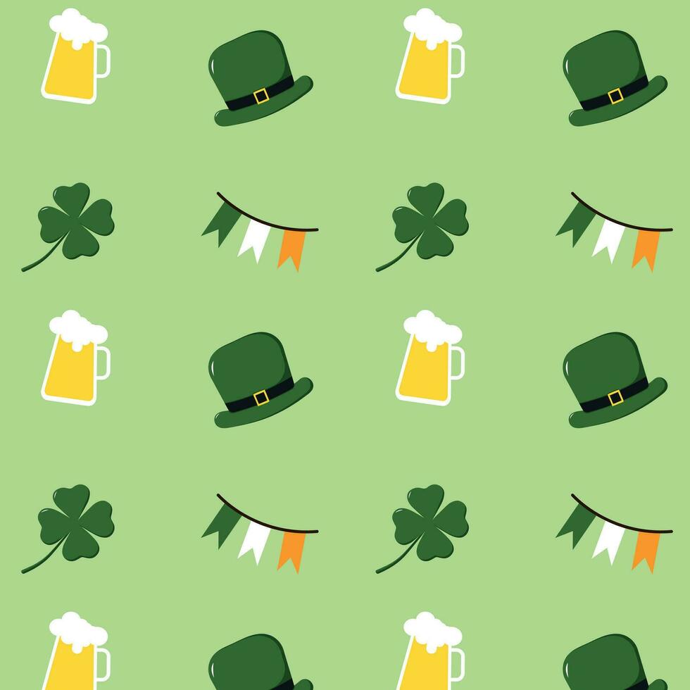 nahtlos Muster mit Kleeblatt. Muster zum st. Patrick's Tag. Heilige Patrick Hintergrund Vektor Illustration