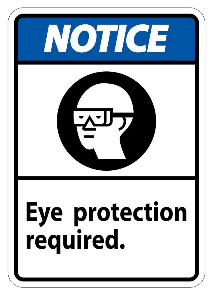 Hinweisschild Augenschutz erforderlich Symbol isolieren auf weißem Hintergrund vektor