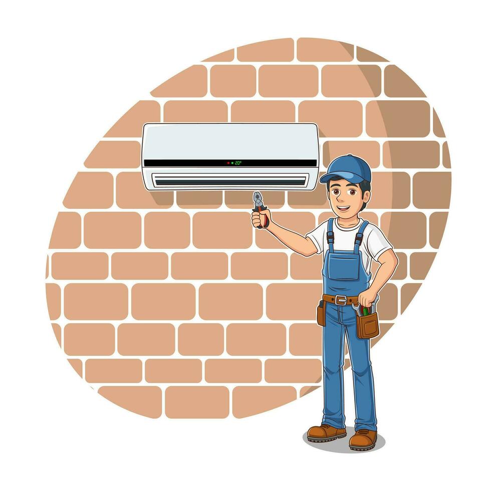 hvac service seriefigur design illustration vektor