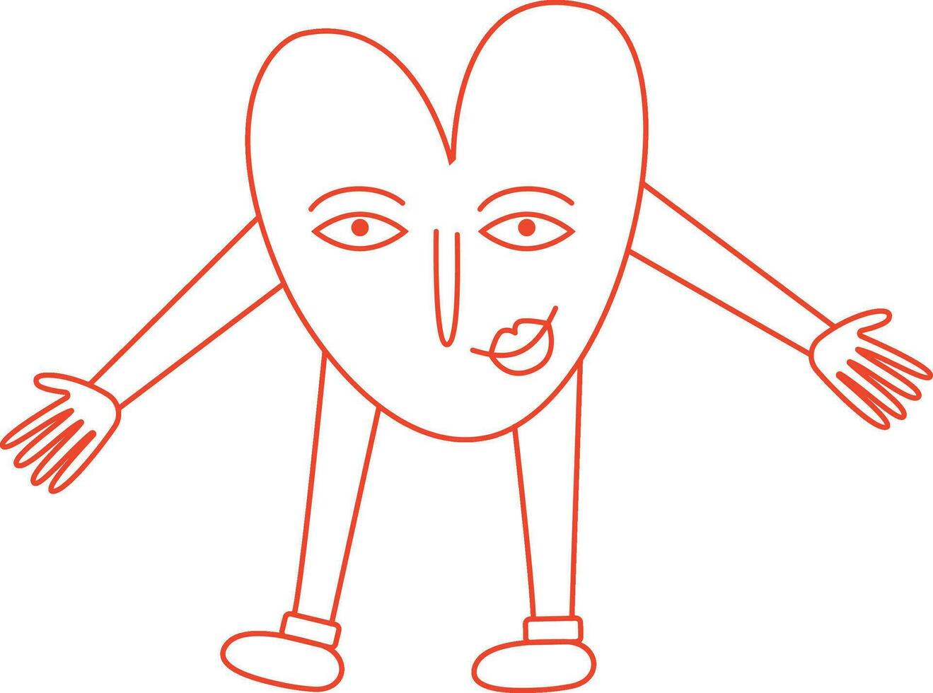komisch retro hell groovig Herz, Illustration von spielerisch Liebe Herzen zum Valentinstag Tag im Linie Stil vektor