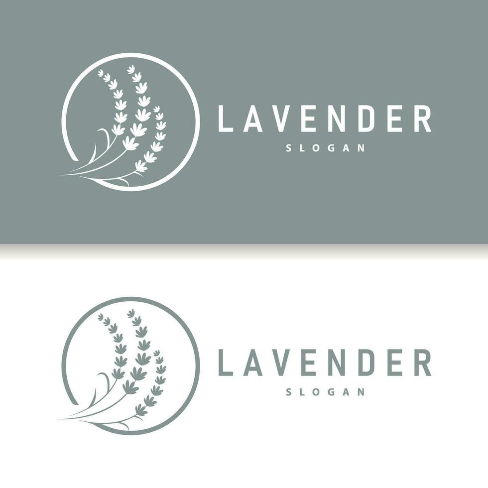 Lavendel Logo elegant lila Blume Pflanze Illustration Blumen- Ornament Design vektor