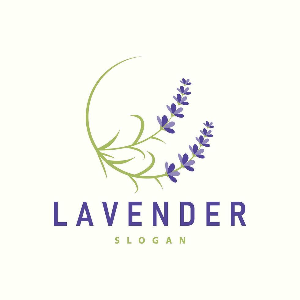 Lavendel Logo elegant lila Blume Pflanze Illustration Blumen- Ornament Design vektor