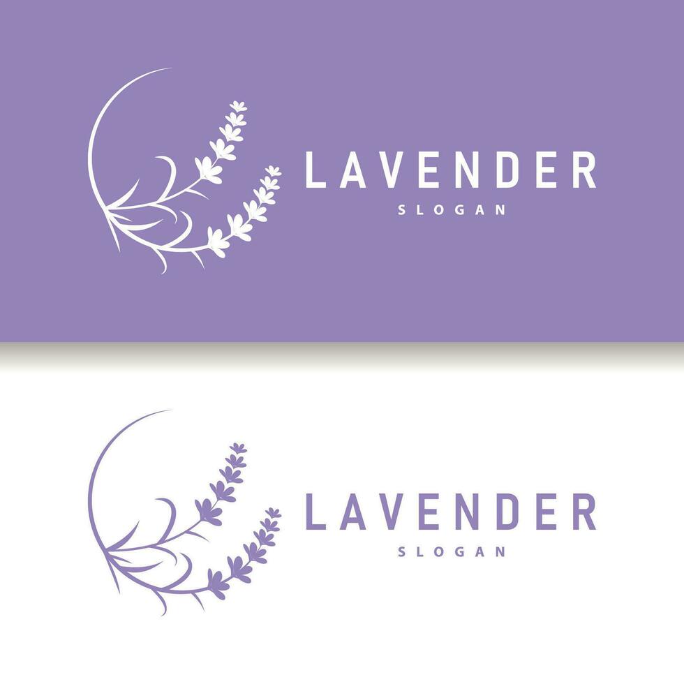 lavendel- logotyp elegant lila blomma växt illustration blommig prydnad design vektor