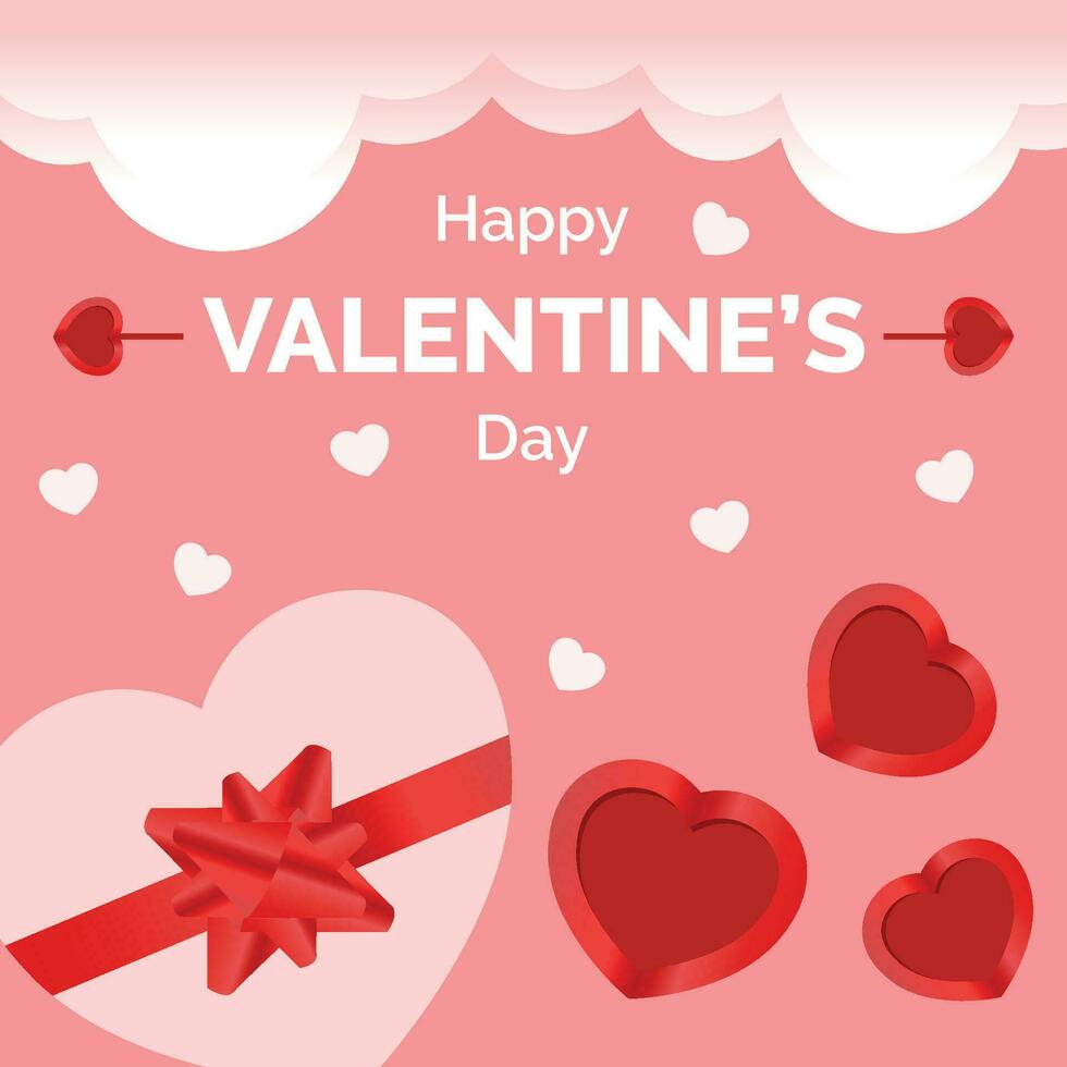 valentines affisch med söt valentine hjärta formad lådor vektor