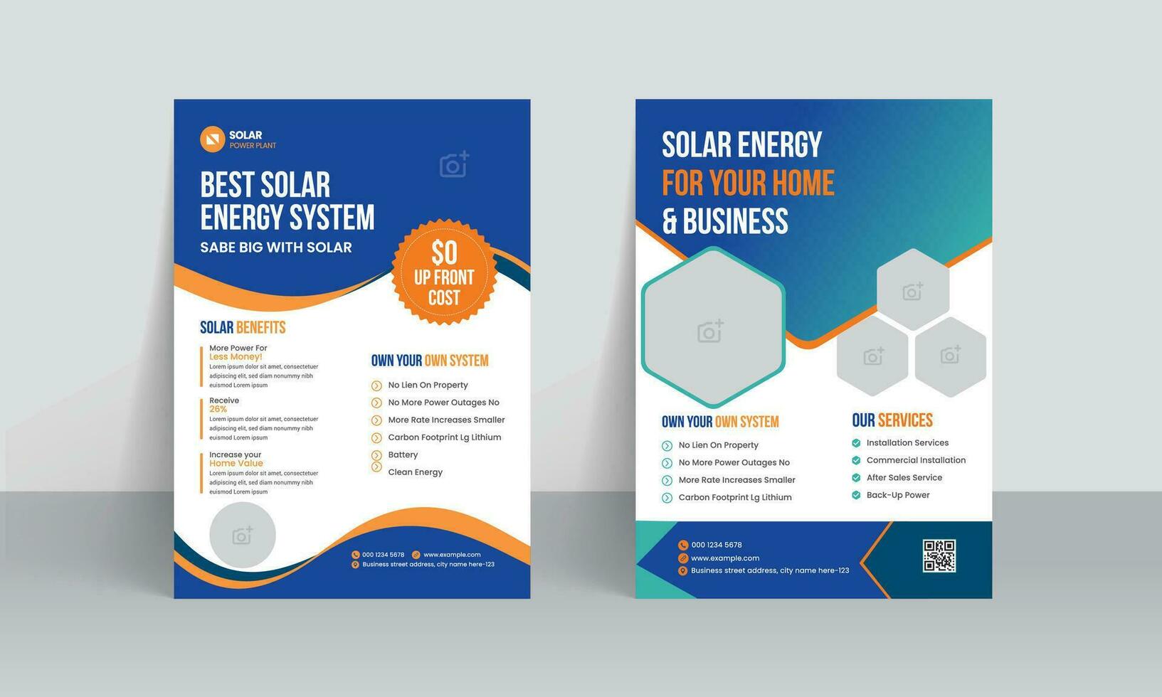 grön energi flygblad mallar och sol- panel företag affisch layout design vektor