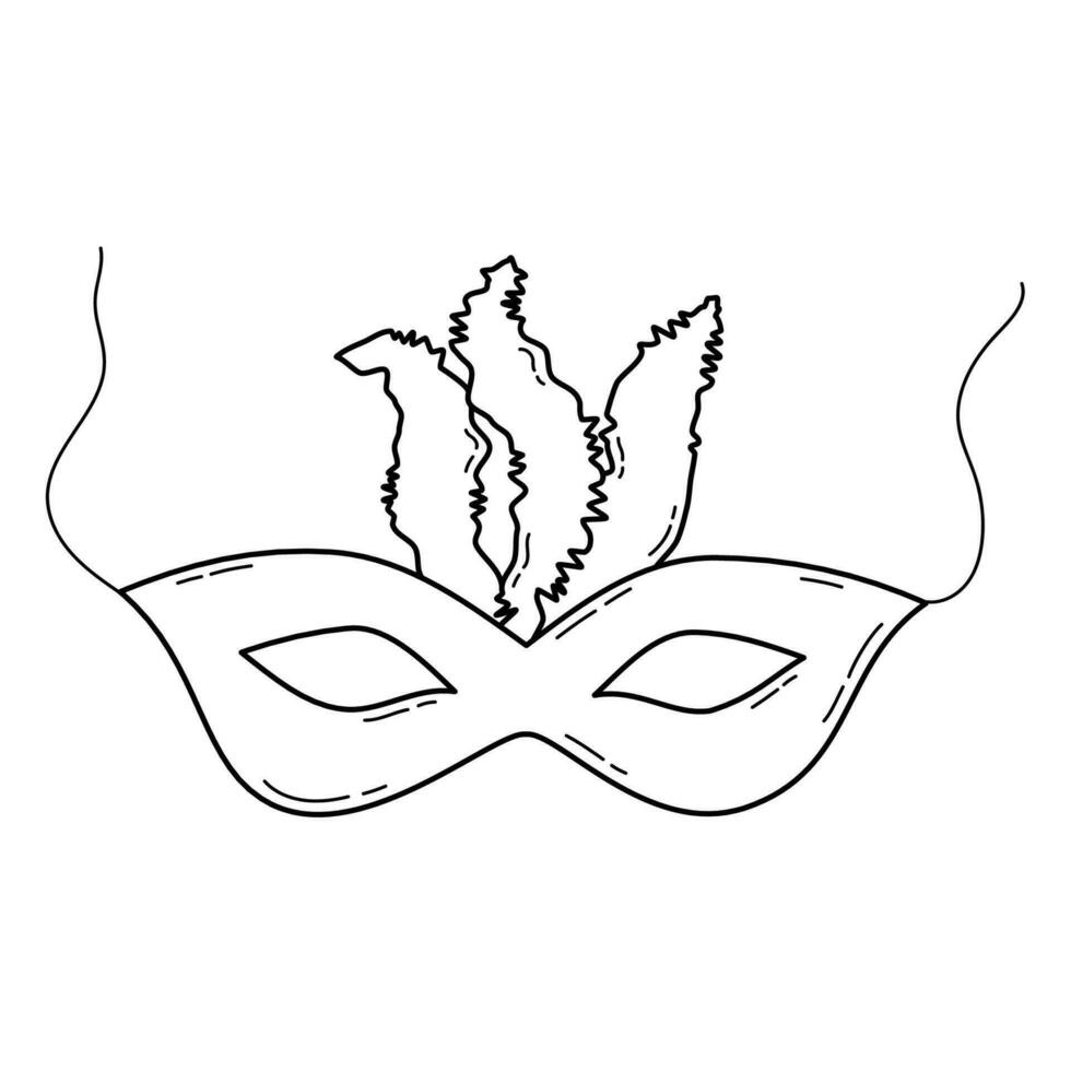 hand dragen karneval mask på vit bakgrund. vektor illustration i linje konst stil
