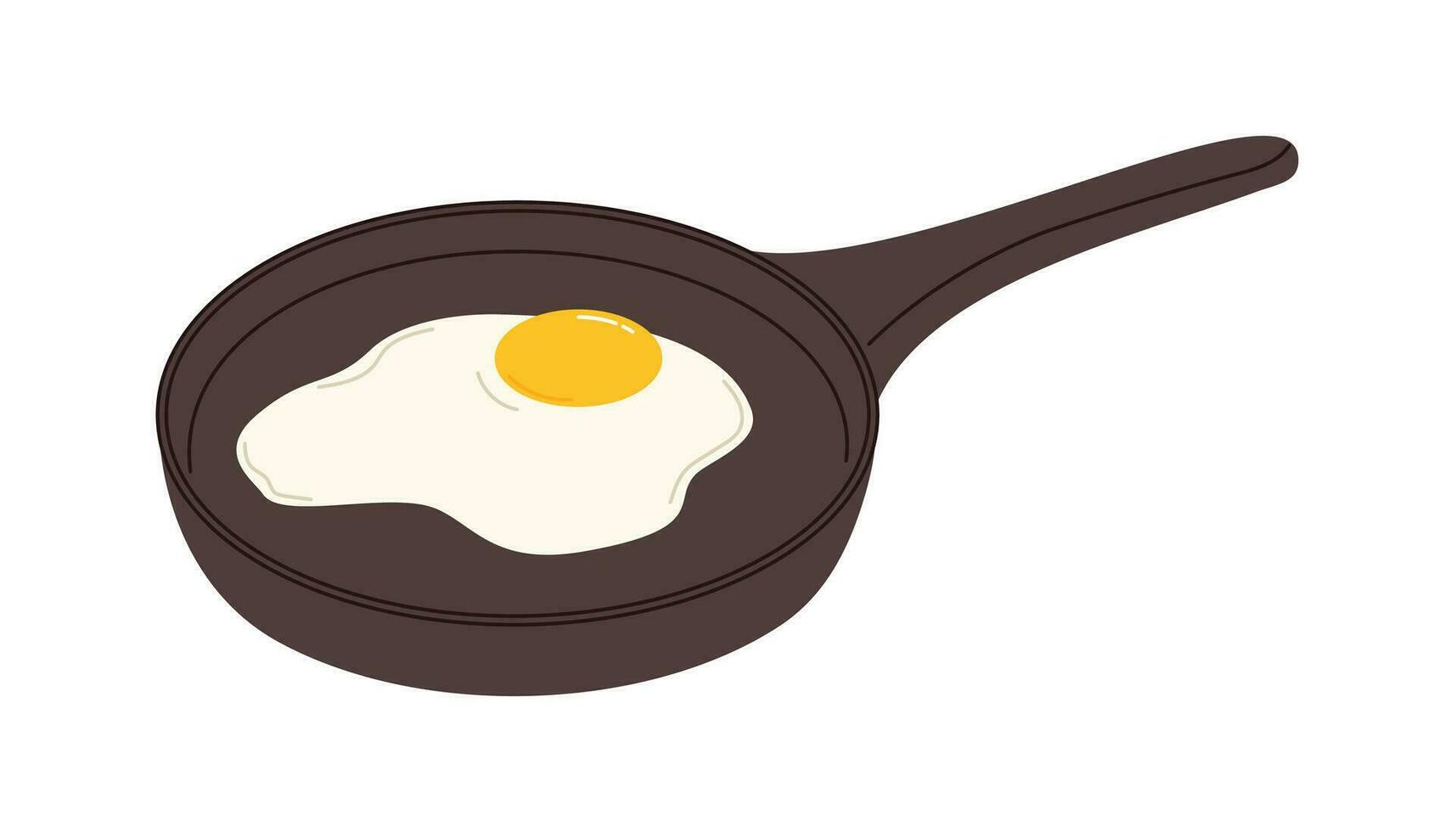 gebraten Ei im ein braten Pfanne. eben Vektor Illustration isoliert auf Weiß Hintergrund