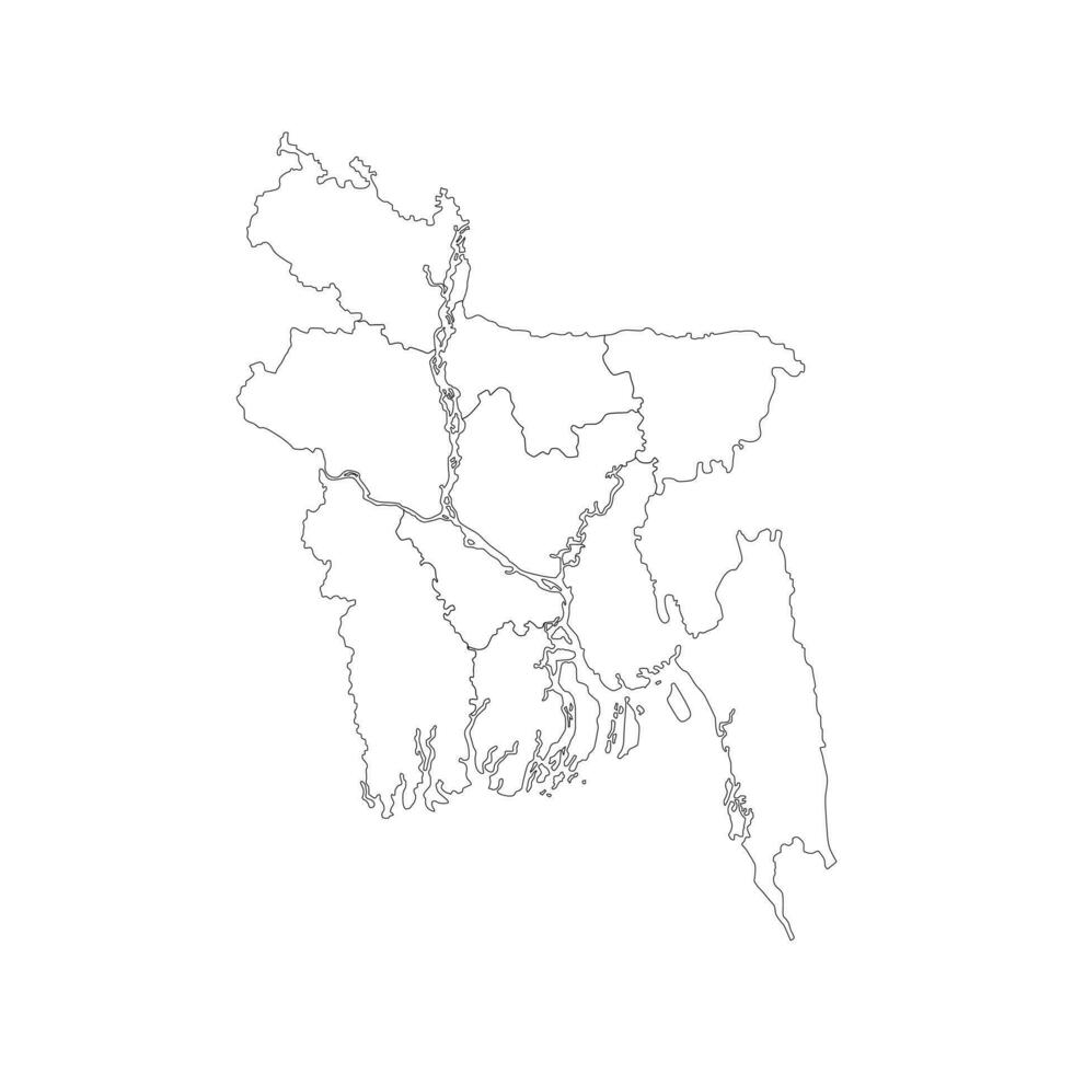 Karte von Bangladesch hochauflösend Vektor Silhouette und Gliederung Grafik