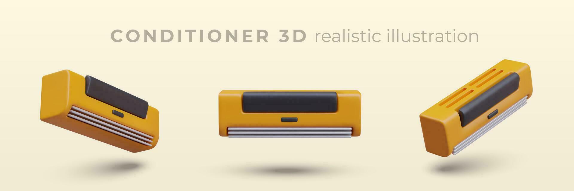 realistisch 3d Luft Conditioner im anders Positionen vektor