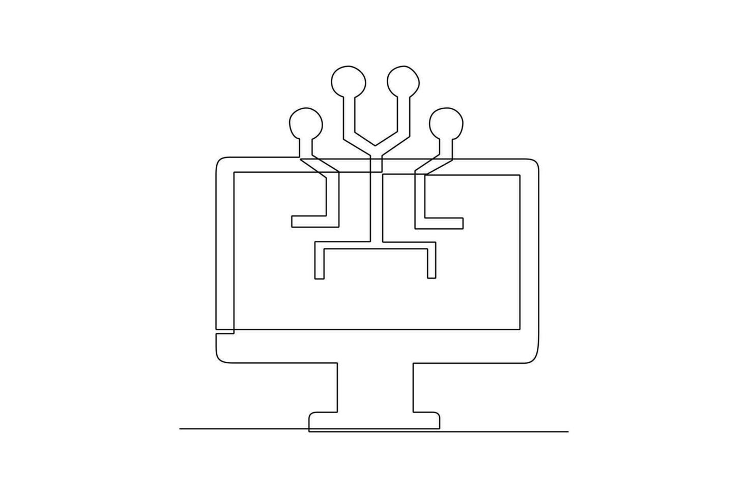 einer kontinuierlich Linie Zeichnung von Information Technologie Konzept. Gekritzel Vektor Illustration im einfach linear Stil.