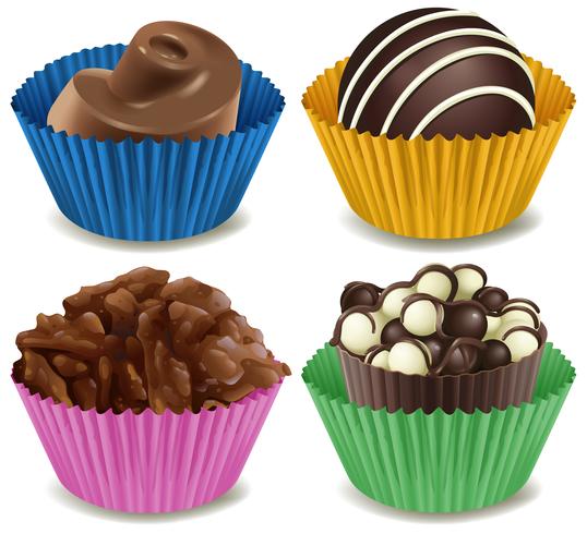 Fyra typer av läckra choklad vektor