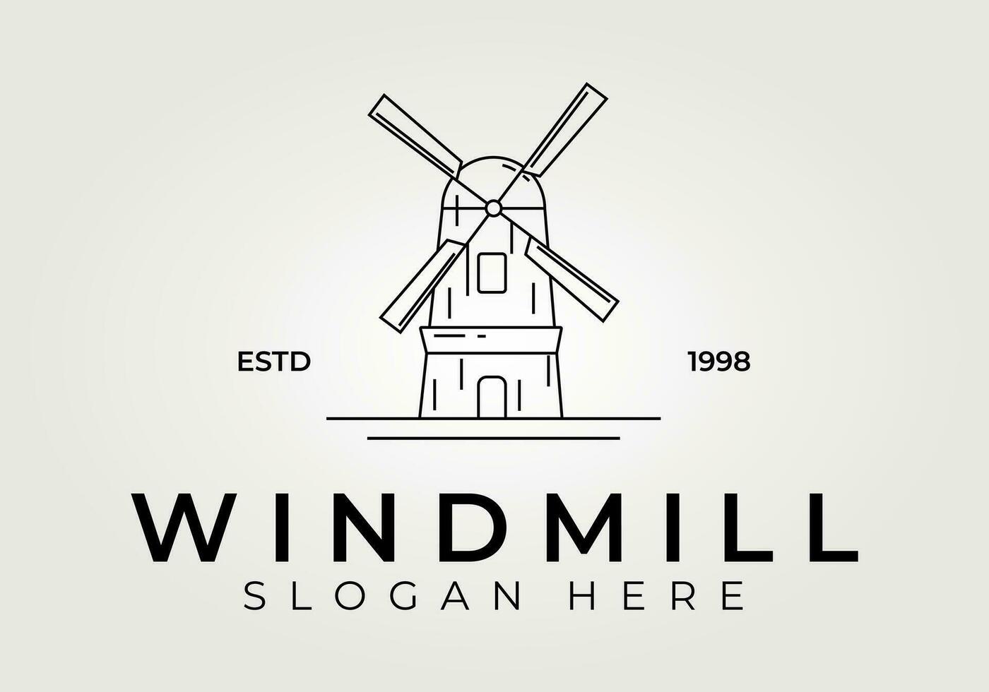 Windmühle Linie Kunst Logo Konzept Jahrgang Vektor Illustration Design, einfach Konzept Logo und Zeichen