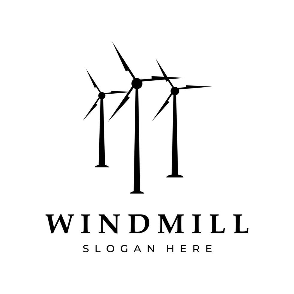 alt Windmühle Logo Vektor Illustration Jahrgang Design