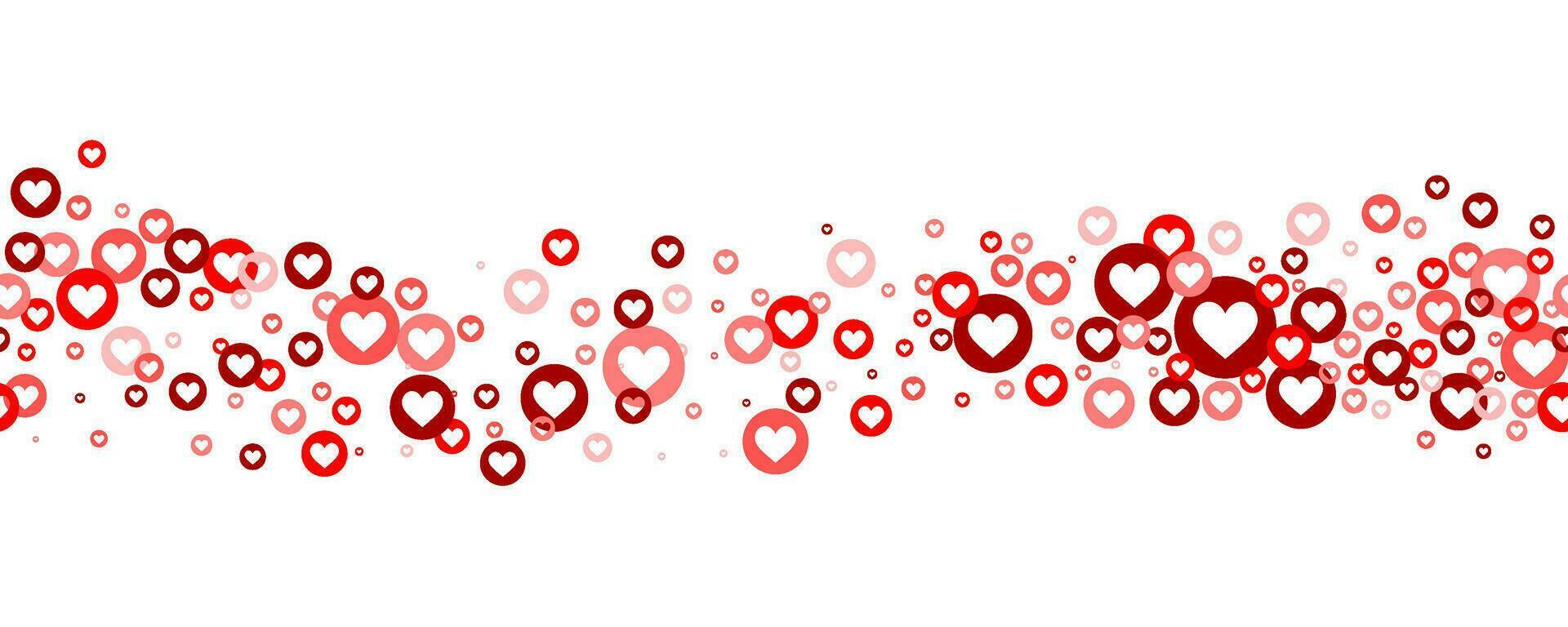 hjärtan vektor bakgrund. kärlek gillar gräns för valentines och mödrar dag baner. flygande röd konfetti element på vit bakgrund. ström reaktion illustration för social media