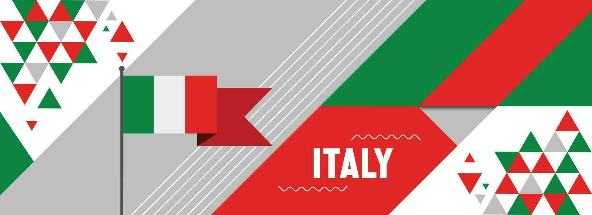 Italien nationell eller oberoende dag baner design för Land firande. flagga av Italien med modern retro design och abstrakt geometrisk ikoner. vektor illustration