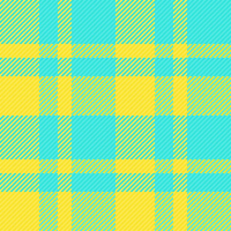 1950 pläd vektor textur, trimma sömlös kolla upp bakgrund. visa mönster tartan tyg textil- i kricka och gul färger.