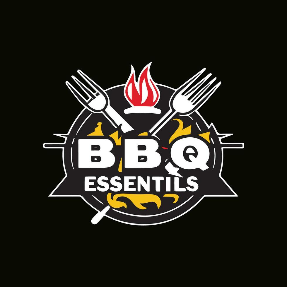 grill n spänning logotyp med bbq väsentliga vektor