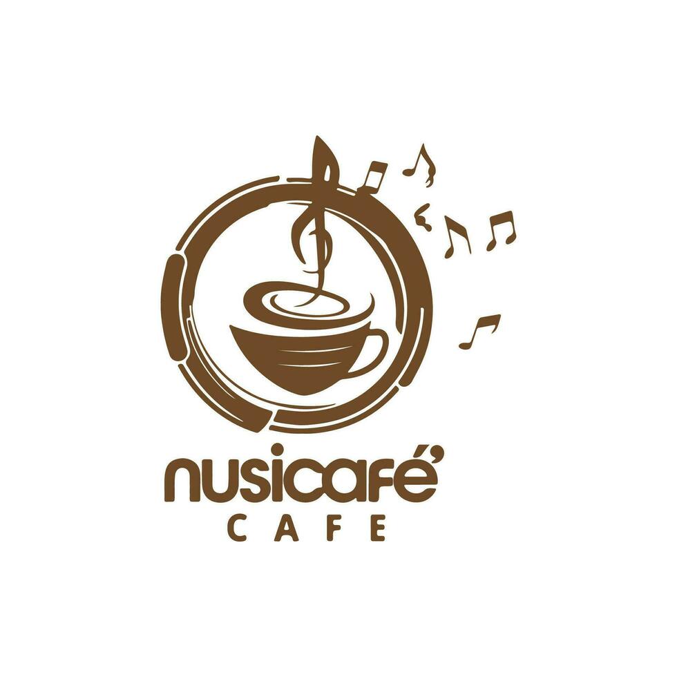 visuell zwingend Logo zum ein Musik- thematisch Cafe genannt Musik Cafe vektor