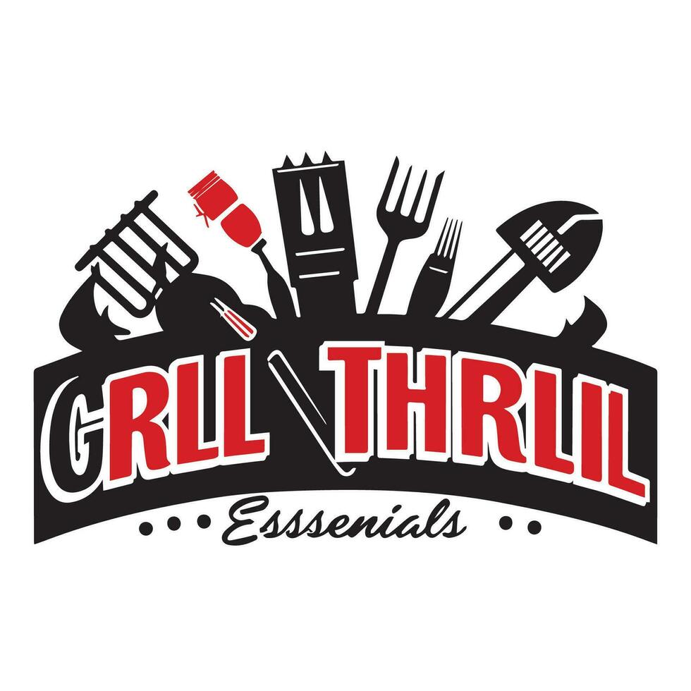 Grill n Nervenkitzel Logo mit Grill das Wesentliche vektor