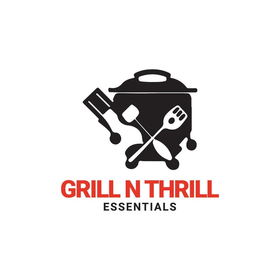 Grill n Nervenkitzel Logo mit Grill das Wesentliche vektor