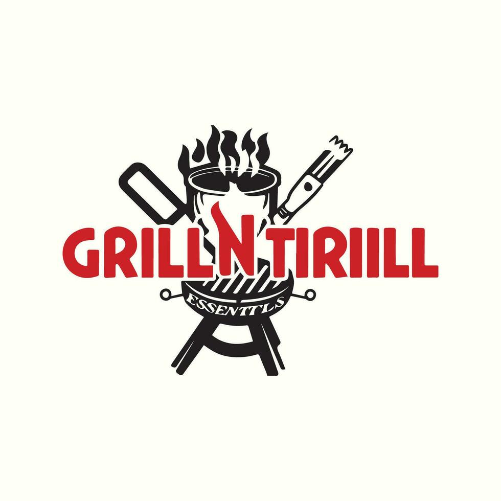 Grill n Nervenkitzel Logo mit Grill das Wesentliche vektor