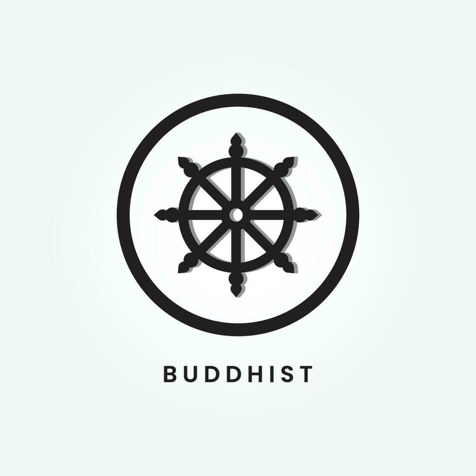 symbol buddhism hjul lag religiös tecken ikon svart Färg vektor