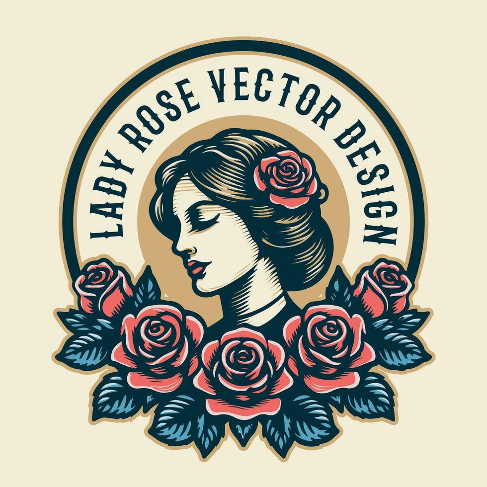 Dame mit Rosen Vektor Illustration