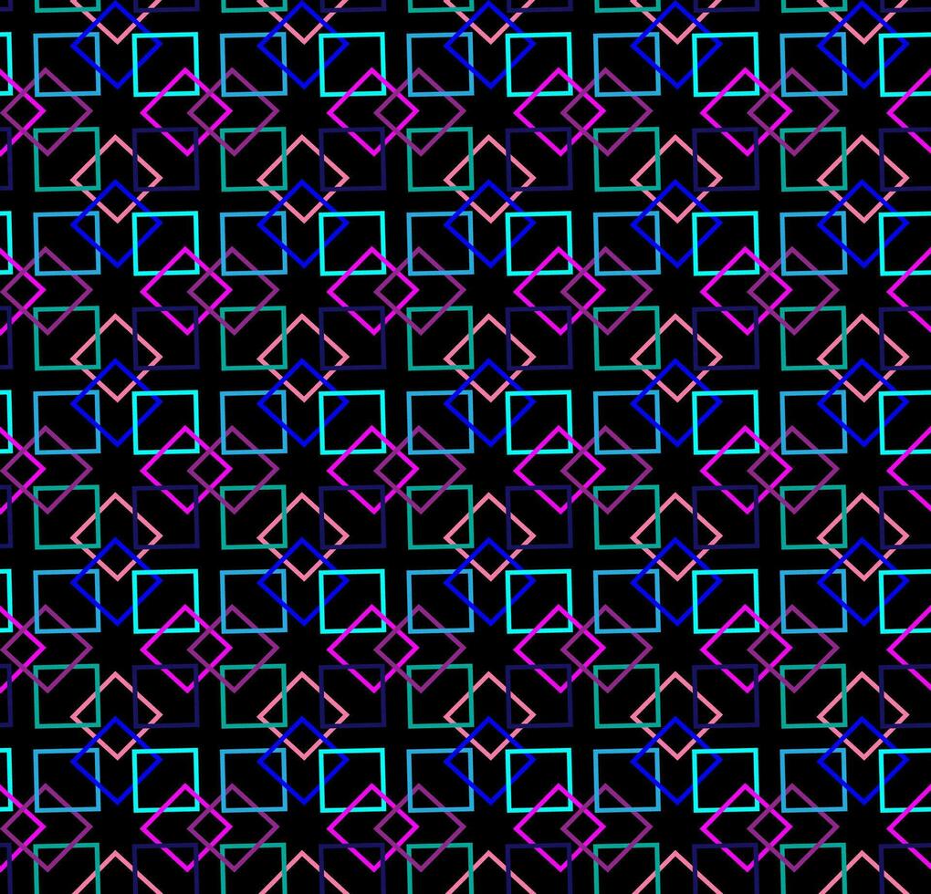 sömlös vektor abstrakt mönster i de form av flerfärgad fyrkanter på en svart bakgrund