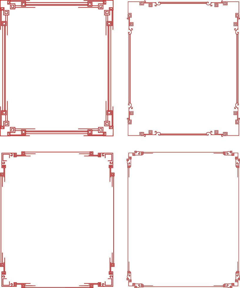 uppsättning kinesisk prydnad ram vektor