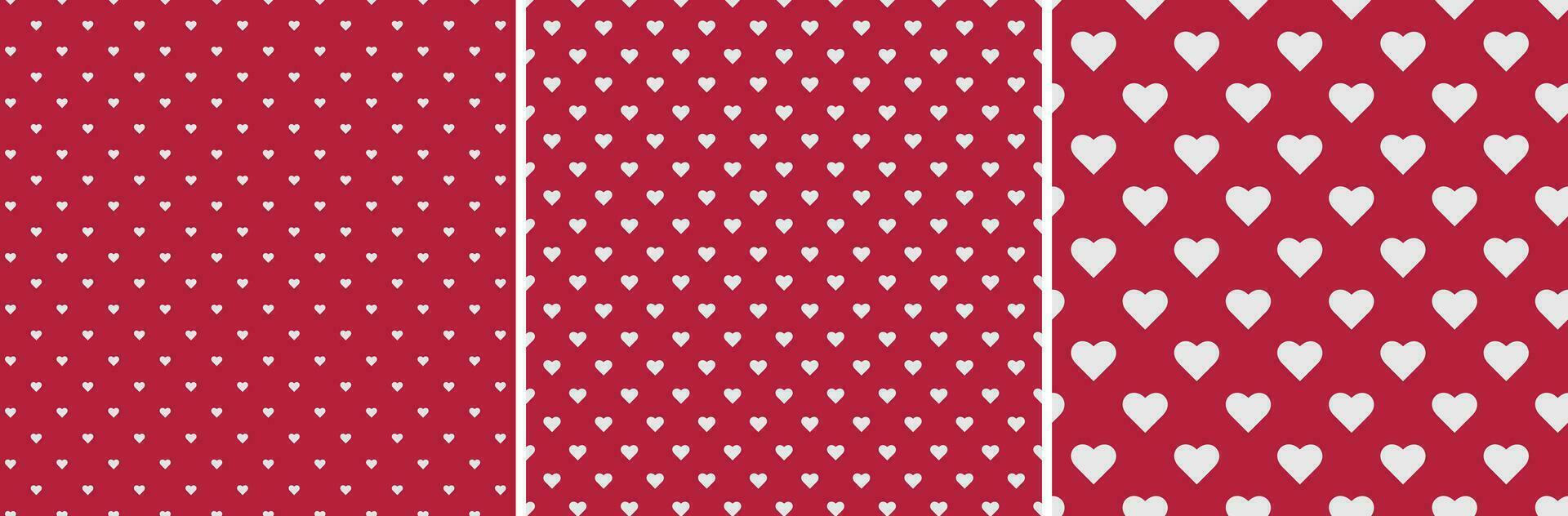 Weiß Liebe Herz nahtlos Muster Illustration Satz. süß romantisch rot Herzen Hintergrund drucken. Valentinstag Tag Urlaub Hintergrund Textur, romantisch Hochzeit Design. vektor