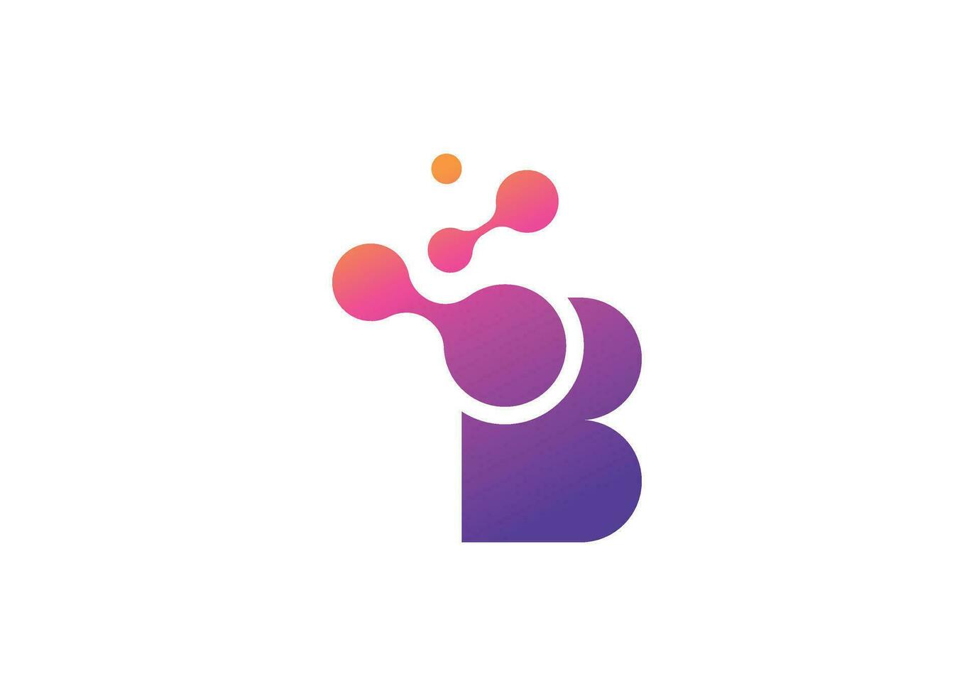 Brief b Technologie Vektor Monogramm Logo Design Vorlage. Brief b Molekül, Wissenschaft und bio Technologie Vektor Logo