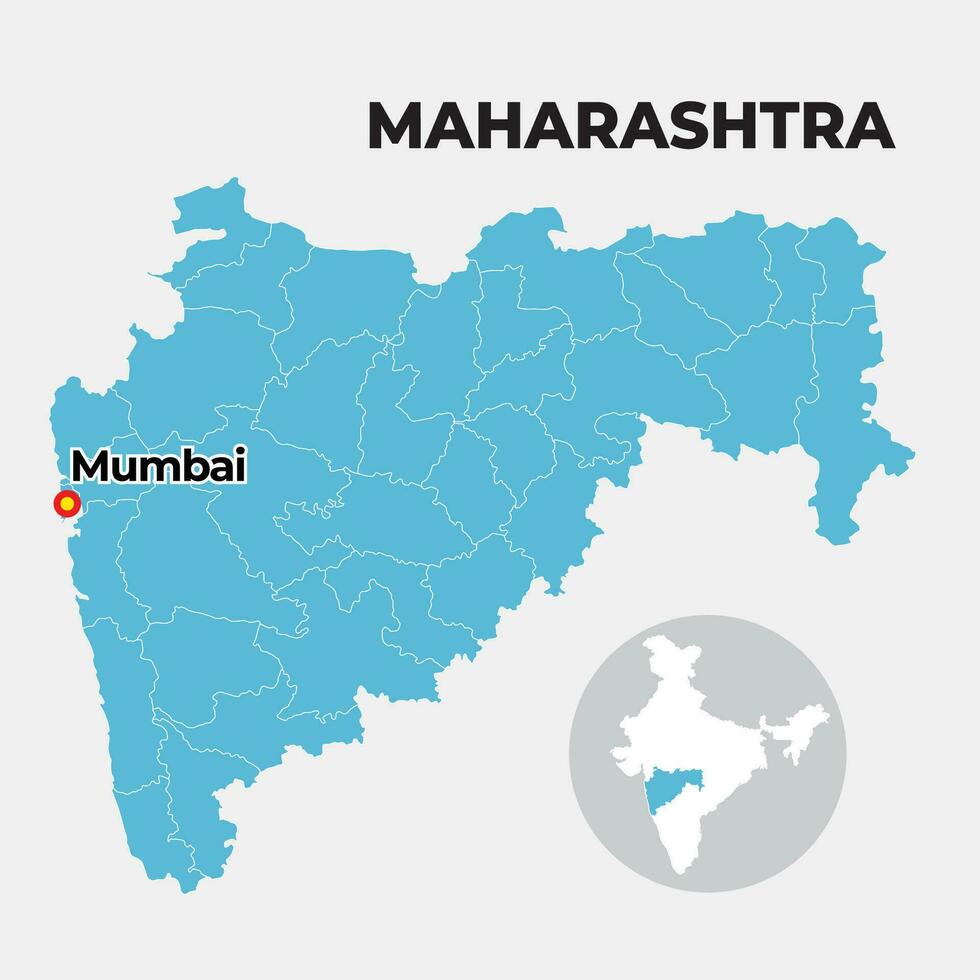 Maharashtra Locator Karte zeigen Kreis und es ist Hauptstadt vektor