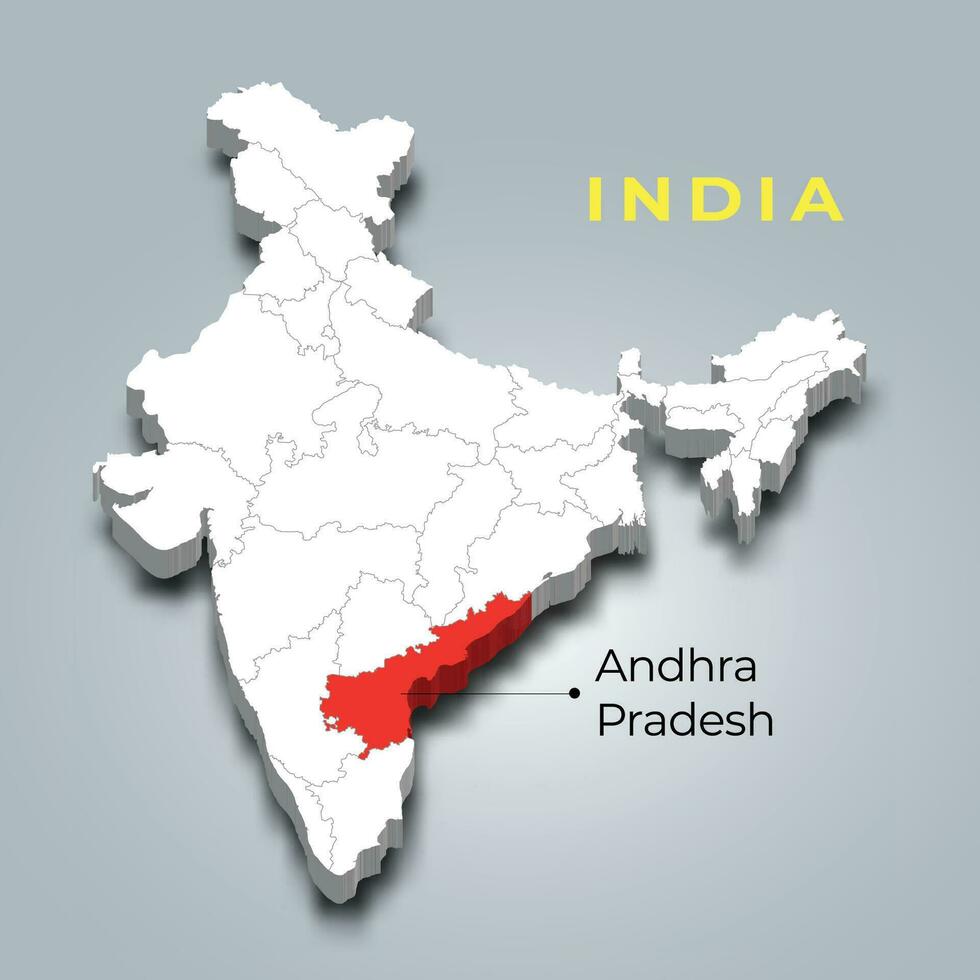 andhra pradesh Karta plats i Indien 3d isometrisk Karta. andhra pradesh Karta vektor illustration