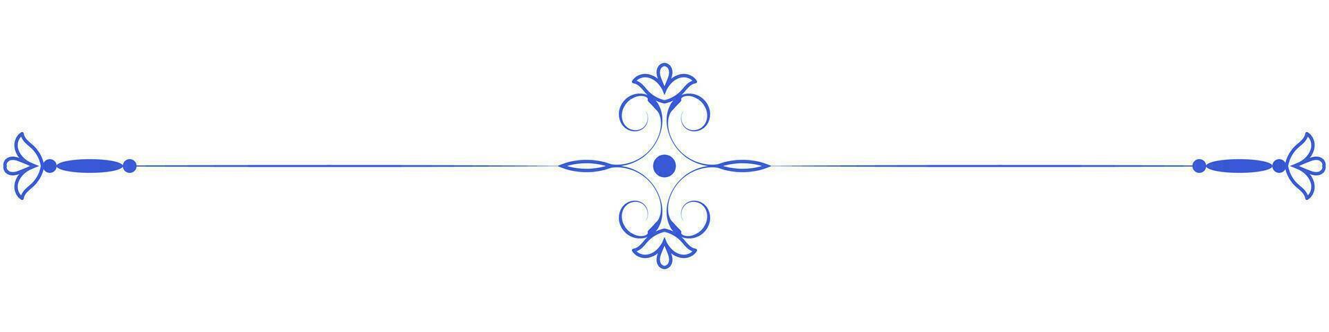 Blau Linien Blumen- Eisstockschießen Ornament horizontal Jahrgang Stil vektor