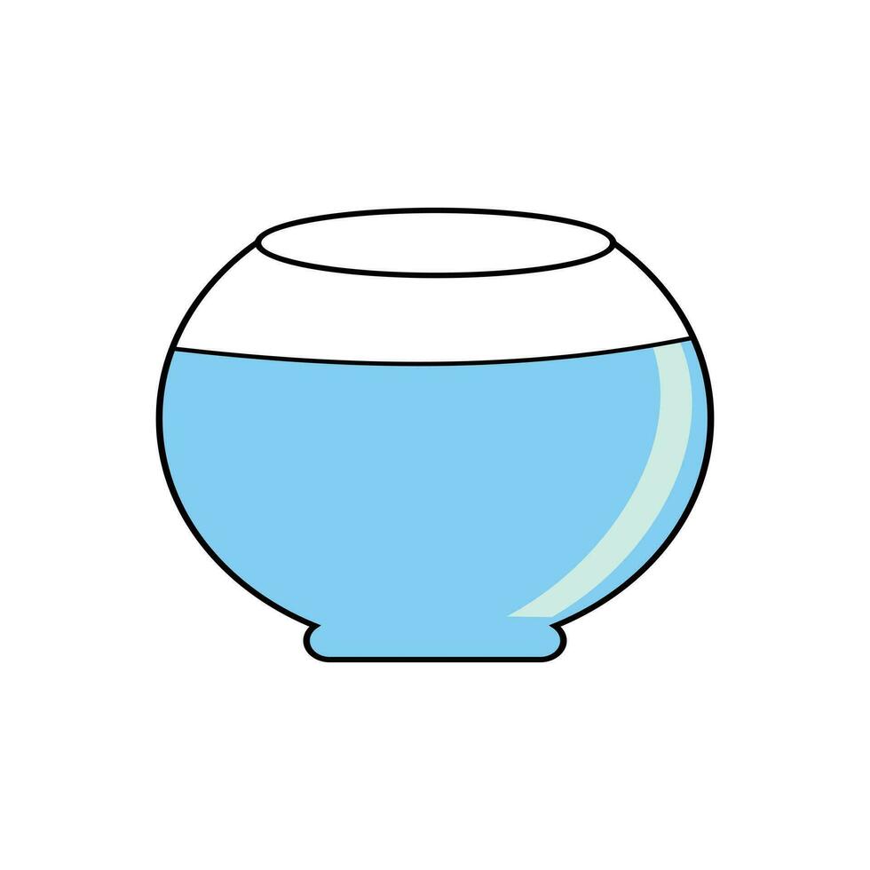 fiskskål ikon. platt illustration av fiskskål vektor ikon för webb design. illustration av rum dekoration, fiskskål. akvarium design element med fisk. levande vatten