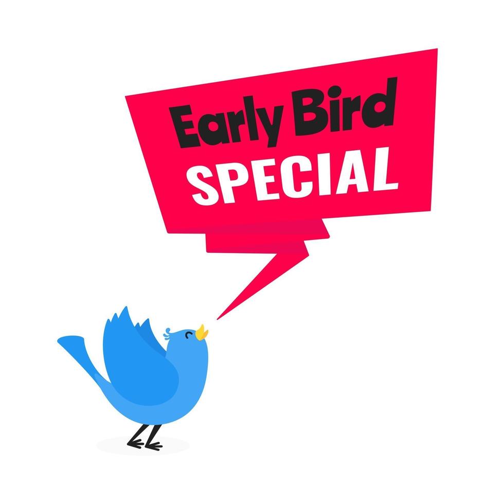 early bird specialerbjudande rabatt försäljning evenemang banner platt stil design vektor illustration.